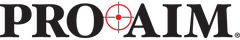 PRO AIM logo with a red circle and crosshair on a black background