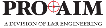 PRO-AIM logo with a red dot target symbol, indicating it's a division of L&R Engineering.